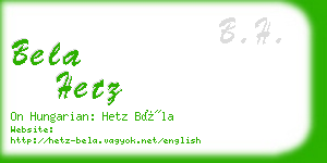 bela hetz business card